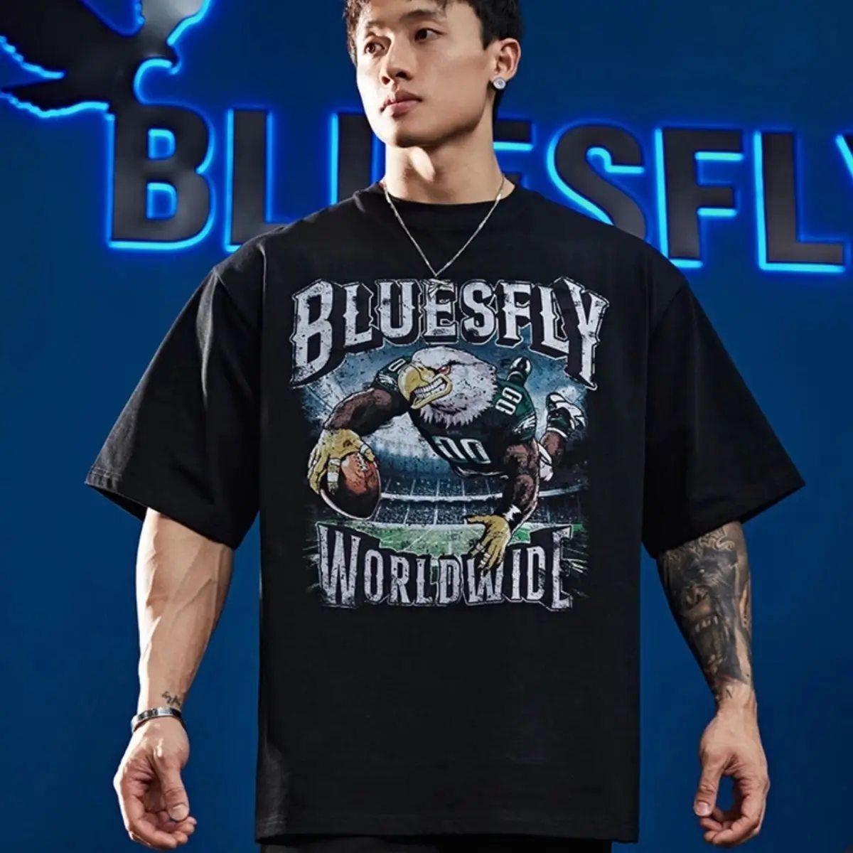 

2025 New American Retro Football Fitness Sports Short-sleeved T-shirt Men's Trend Brand Loose and Breathable Short Sleeves