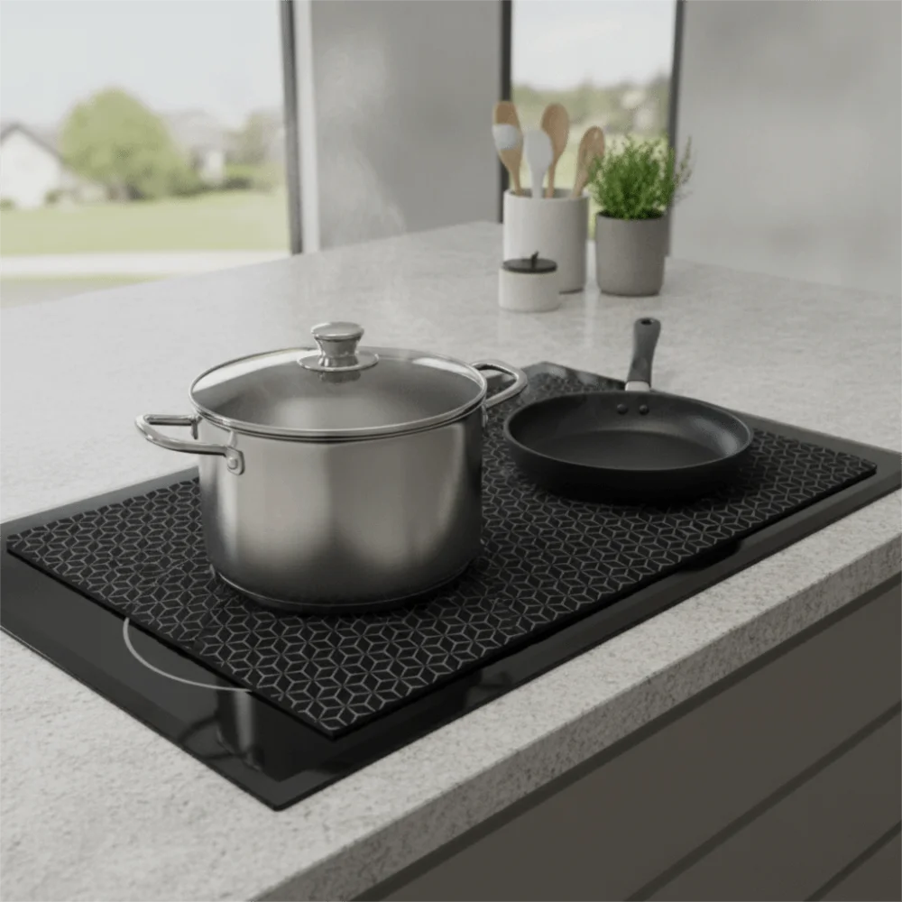 Silicone Induction Cook-top Mat Heat-resistant Non-Slip Induction Cooker Cover Pad Rectangular Large-sized Pot Mat Glass Stove