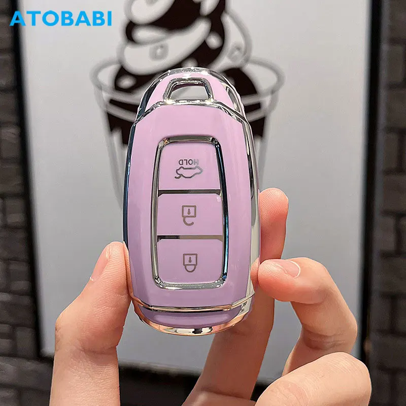 TPU Car Key Cover Remote Fob Key Case Protector For Hyundai Verna 2020 2021 Santa Fe i30 Kona Azera Accent 2019 Auto Accessories