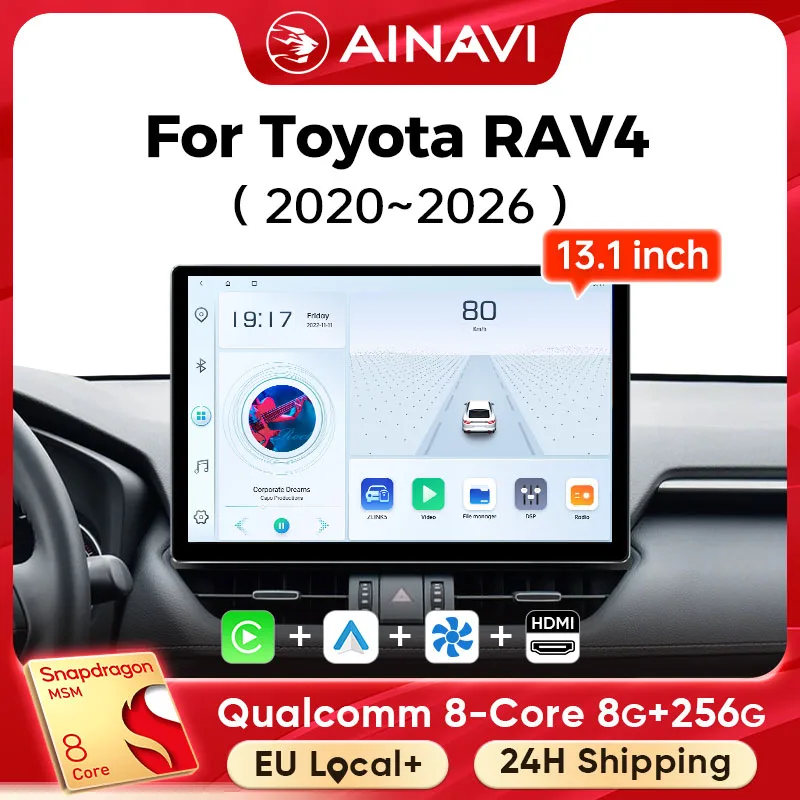 Ainavi 13.1 Inch For Toyota RAV4 2019 2020 2021 2023 2025 XA50 HDMI 2K Car Radio Carplay Wireless Android Auto 4G Car Multimedia