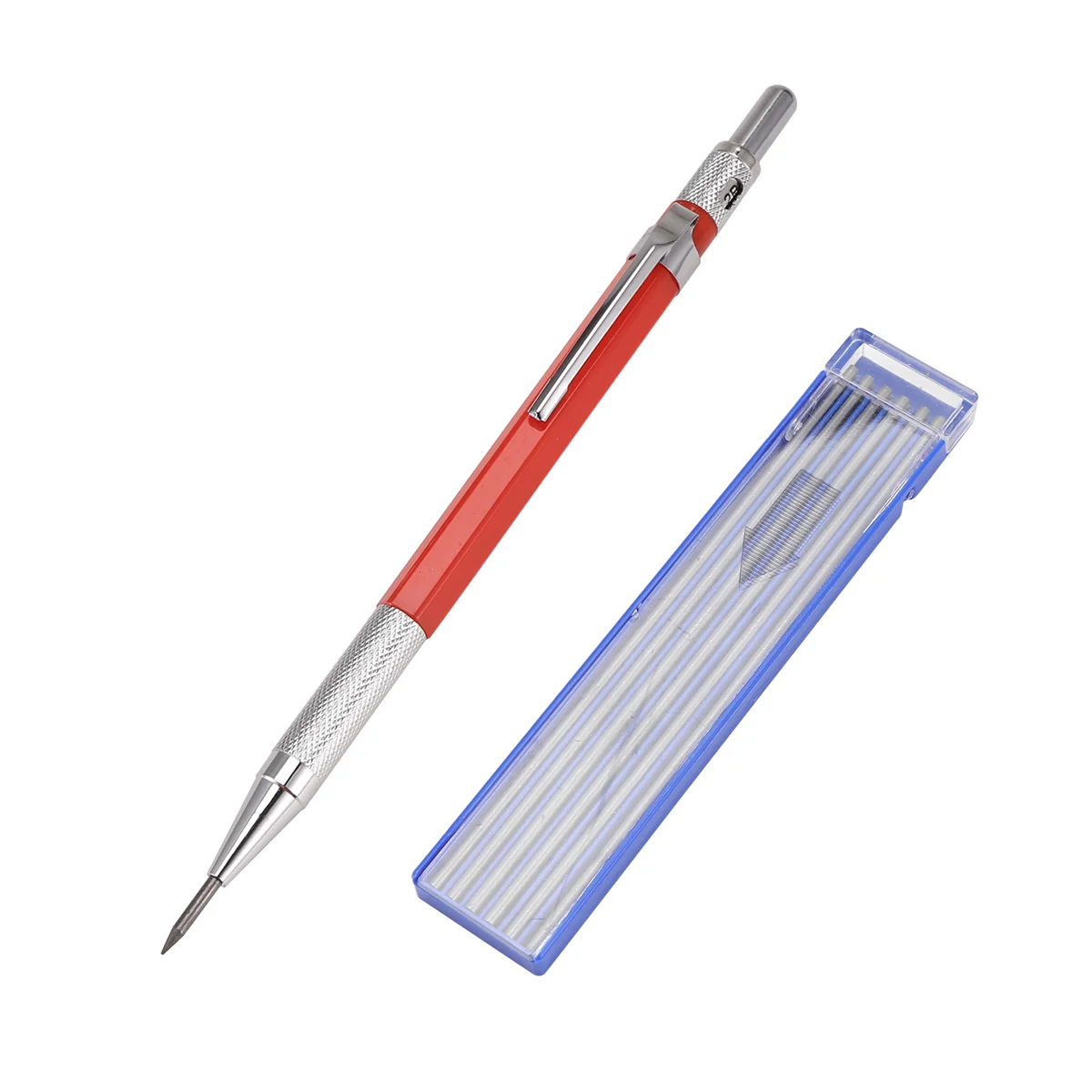 Matita per saldatori durevole con ricariche a striscia d'argento da 12 pezzi, pennarello in metallo Matita per saldatura meccanica Pipefitters, fabbricazione, Rosso