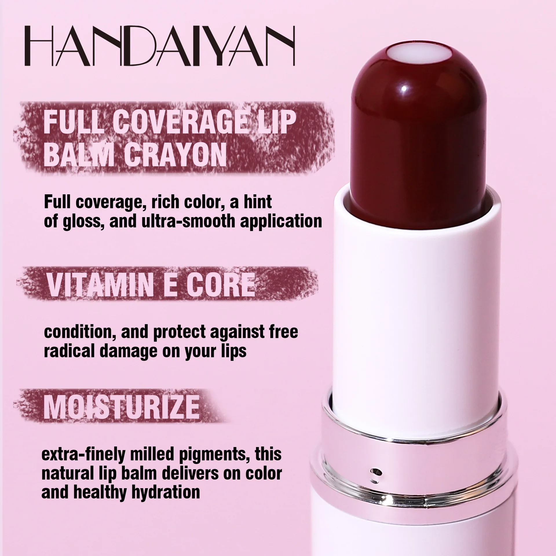 Buildable Lip Color Balm 2-in-1 Lip Balm and Buildable Lipstick Matte Moisturizing Sandwich Double-layered Lipstick, 5.5g