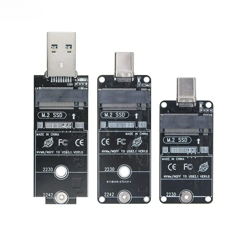 USB 3.2 GEN2 USB-A / Type C Riser M.2 SSD Adapter B+M/M Key for M2 SATA Protocol SSD NVME SSD Dual Protocol RTL9210B Chip 10Gbps