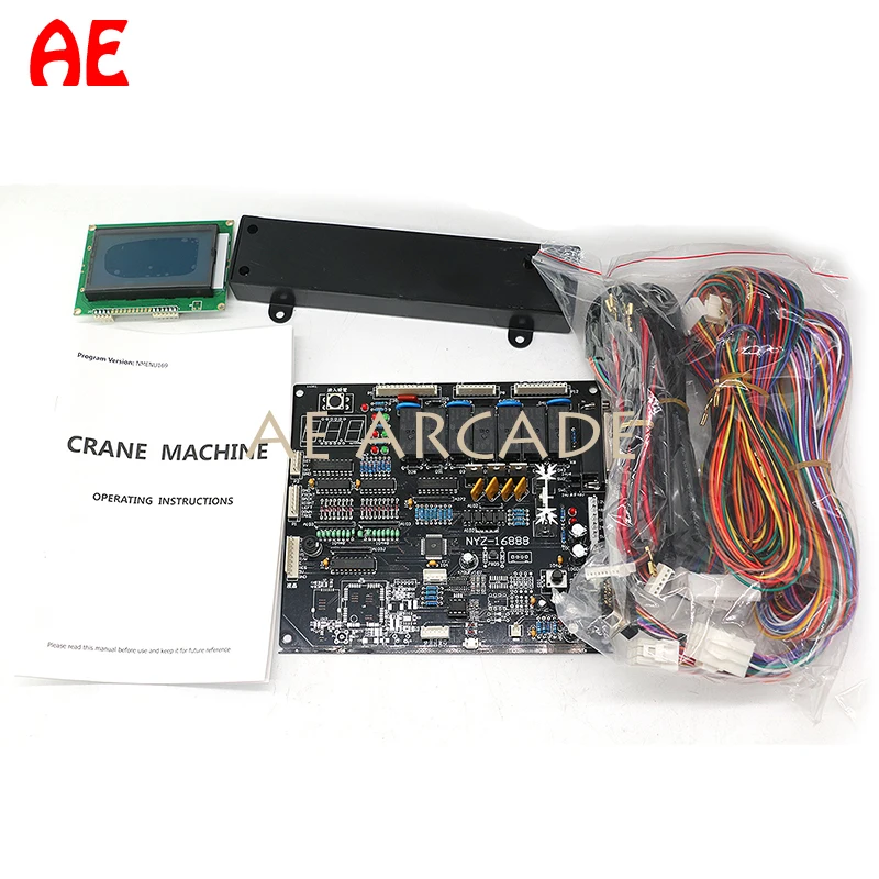 Toy Crane Claw Machine Motherboard English Gantry Mainboard Game PCB Board LCD Display Sensor Wiring Harness Arcade DIY Part