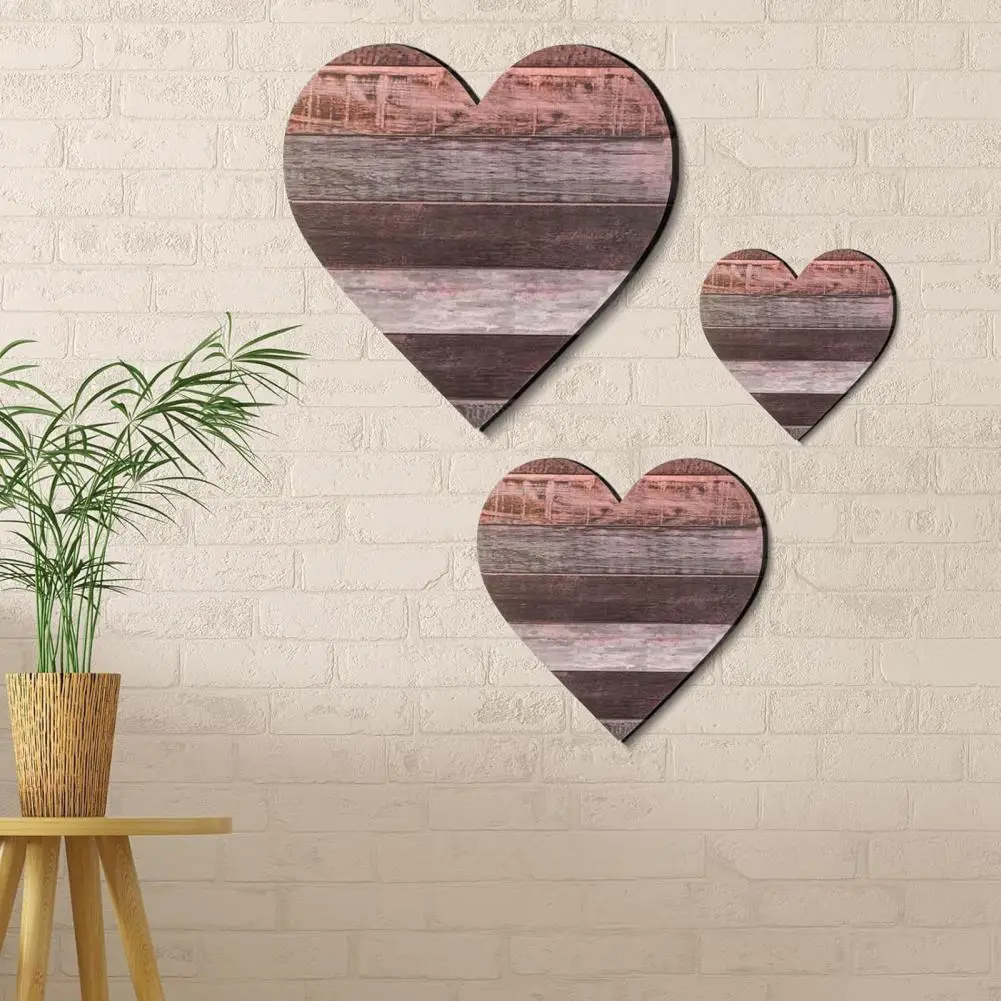 

3 Pcs Wooden Heart Wall Decor Vintage Heart Shaped Wall Sign Rustic Hanging Love Plaque for Kitchen Bedroom Bathroom Room Decor