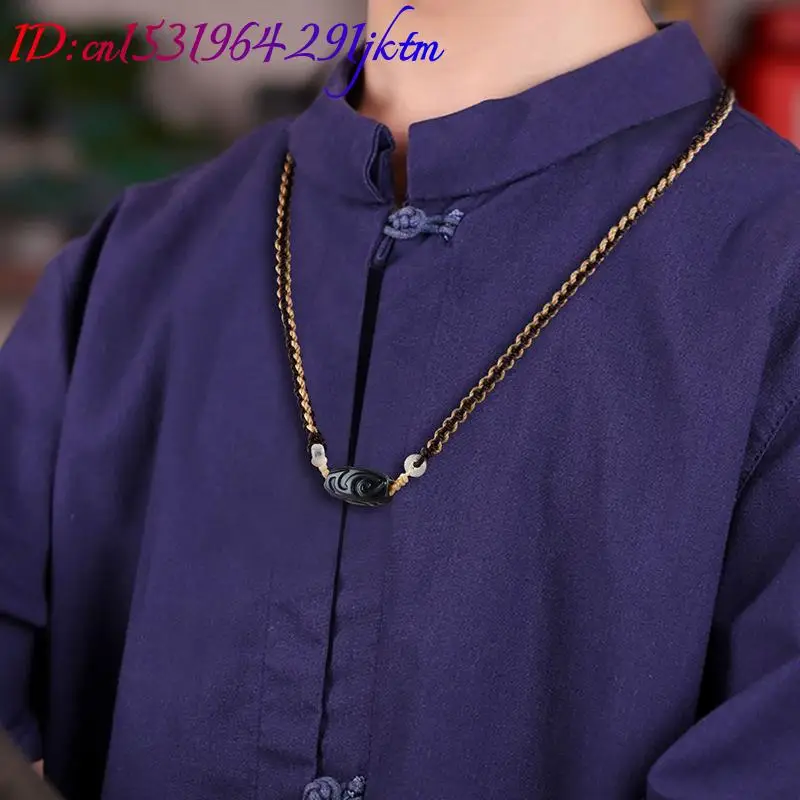 Hetian Jade Carve Bead Pendant Necklace Vintage Fashion Accessories Nephrite Real Jewelry Carved Amulet Charm Natural Gemstone view 3