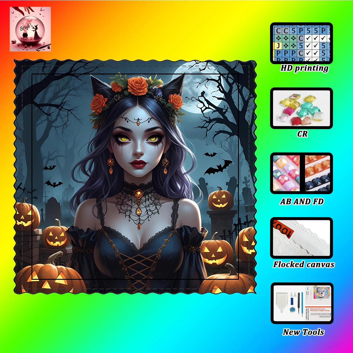 

【Bruji_ Diamond Art】Little Witch and Nanguan Melon witch Rhinestone Crystal AB Rhinestone FD Rhinestone Perfect Resin Diamond