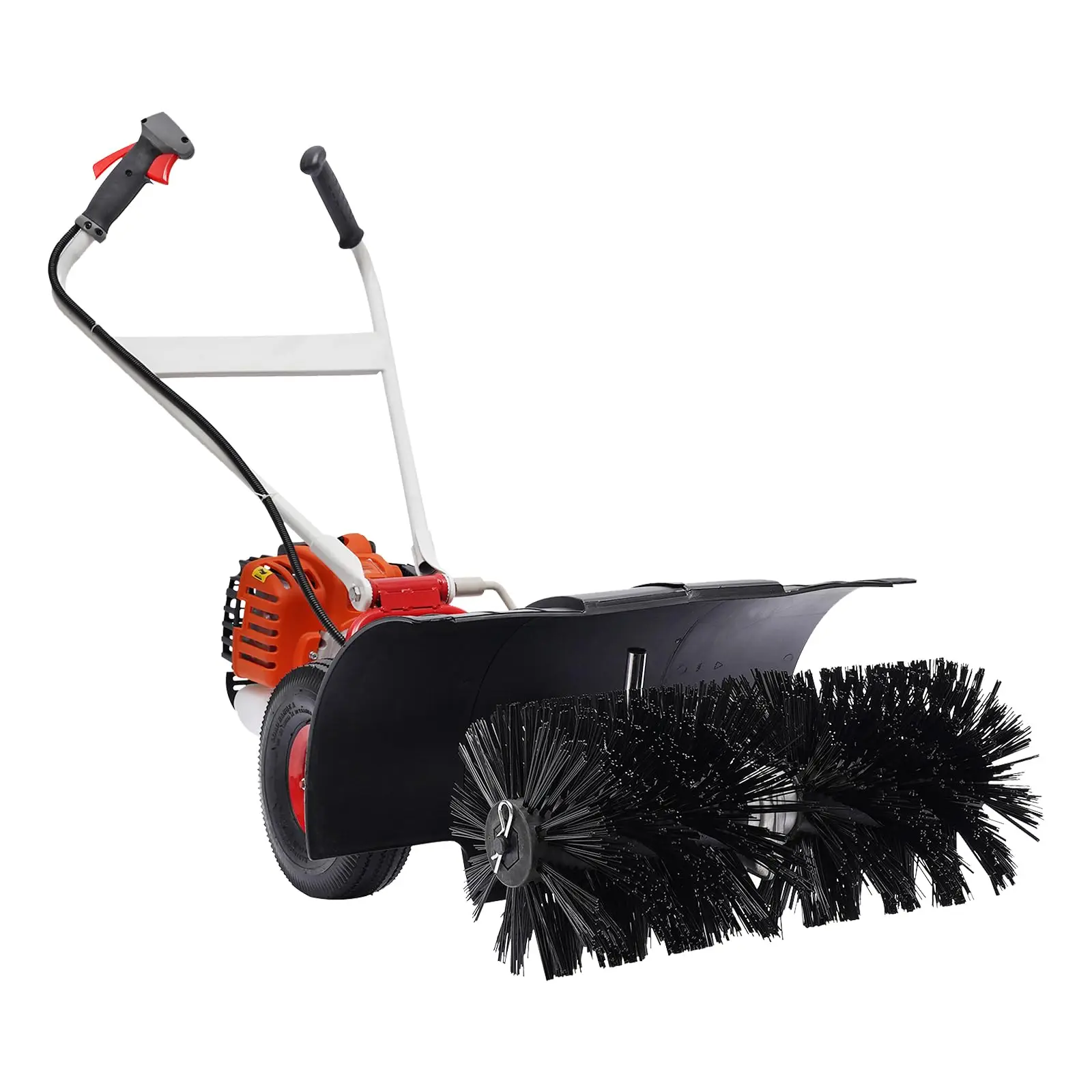 2 Stroke Sweeper Machine, 52cc Hand Pushed Snow Plow,Gas Power Handheld Snowplow Sweeper, Cleaning Machine for Driveway