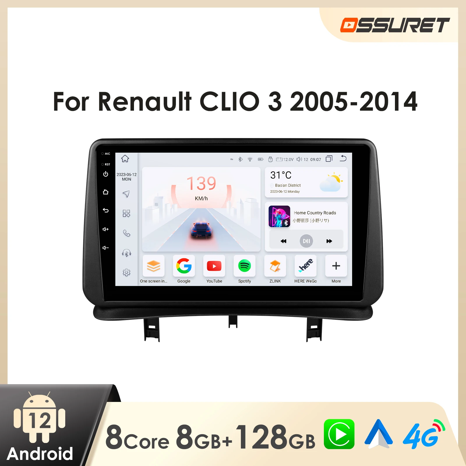 Android Car Radio for Renault Clio 3 2005 2006 2007 -2014 Multimedia Stereo Android Auto GPS Carplay 7862 Car Intelligent Player