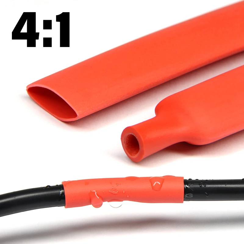 

1 - 50M 4:1 With Glue Dual-wall Tubing Red 4mm 6mm 8mm 12mm 16mm 20mm 24mm 32mm 40mm 52mm Adhesive Sleeving Heat-shrinkable Wrap
