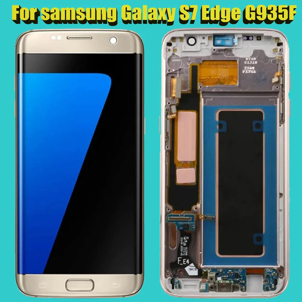 5.5 \'Super amolowany wyświetlacz LCD do SAMSUNG Galaxy S7 edge G935 G935F LCD ramka Digitizer do Samsung S7 Edge LCD tylna szyba