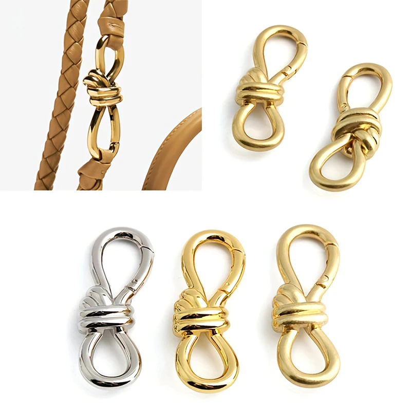 女性のトートバッグメタルツイストノットスプリングリングロブスターバックルショルダーバッグ靴服ノット装飾キーホルダー