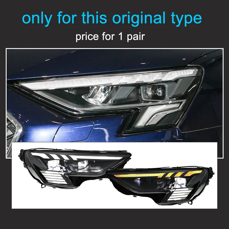 1 paar LED Upgrade Koplamp voor AUDI A3 8Y S3 RS3 2021-2024 Koplampen Plug en Play LED DRL Draaien Full LED Koplampen