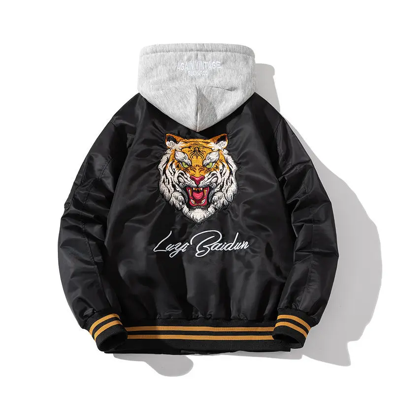 

Spring Summer Autumn Baseball Jaet Men's Tiger Head Embroidery Loose Fit Polyester Flight Jaet Hip Hop Couple Coats
