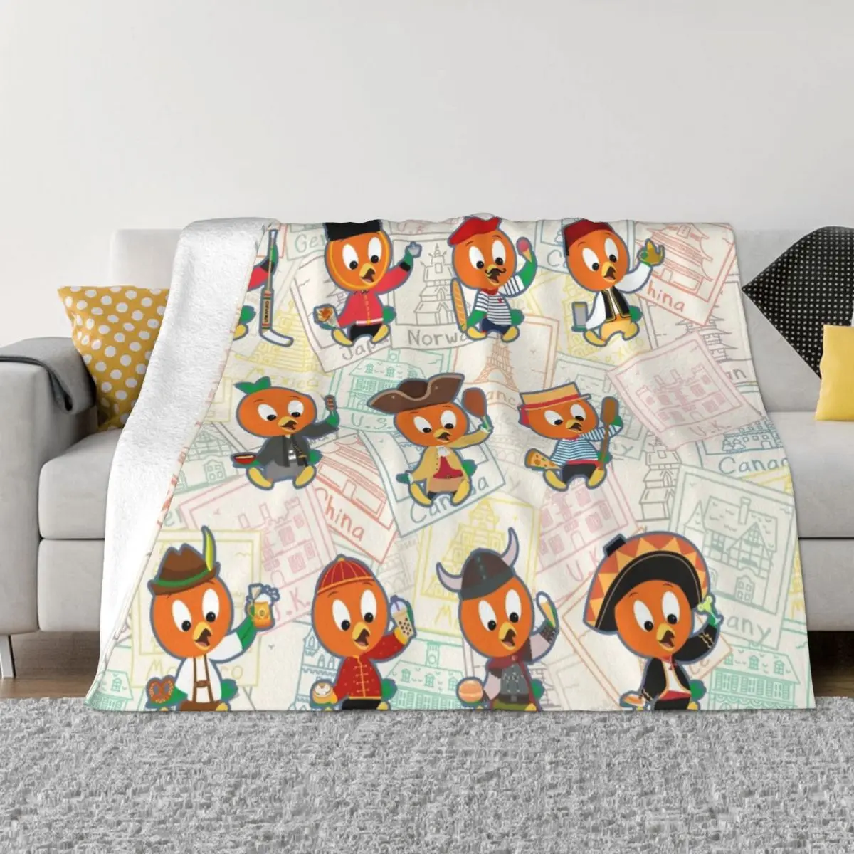 

World Showcase Orange Birds Throw Blanket Thermals For Travel Decorative Sofas Decoratives Blankets