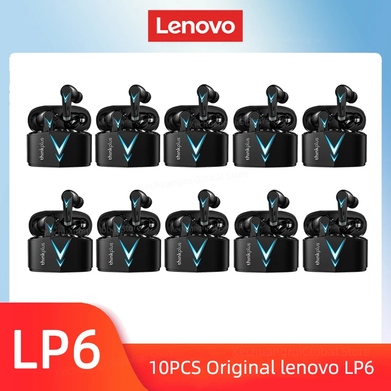 10Pcs /5 /2Pcs Lenovo LP6 Earbuds TWS Wireless Bluetooth Gaming Headset Stereo Surround Noise Cancelling Long Standby Headphones