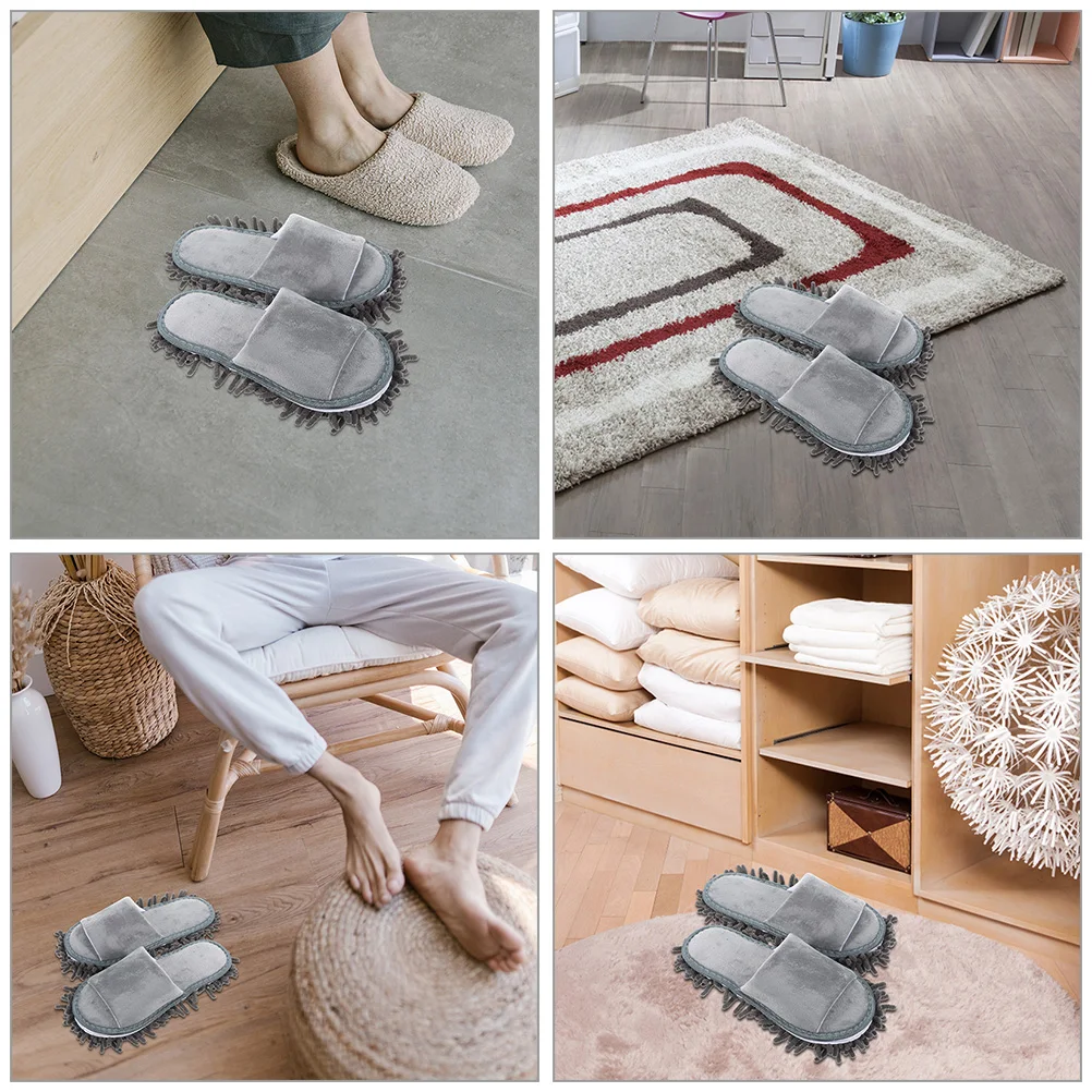 شباشب ممسحة شتوية أحذية تنظيف أرضية غير قابلة للانزلاق تصميم مفتوح من الأمام مقاس كبير 43 44 شباشب منزلية متينة للجنسين باللون الرمادي