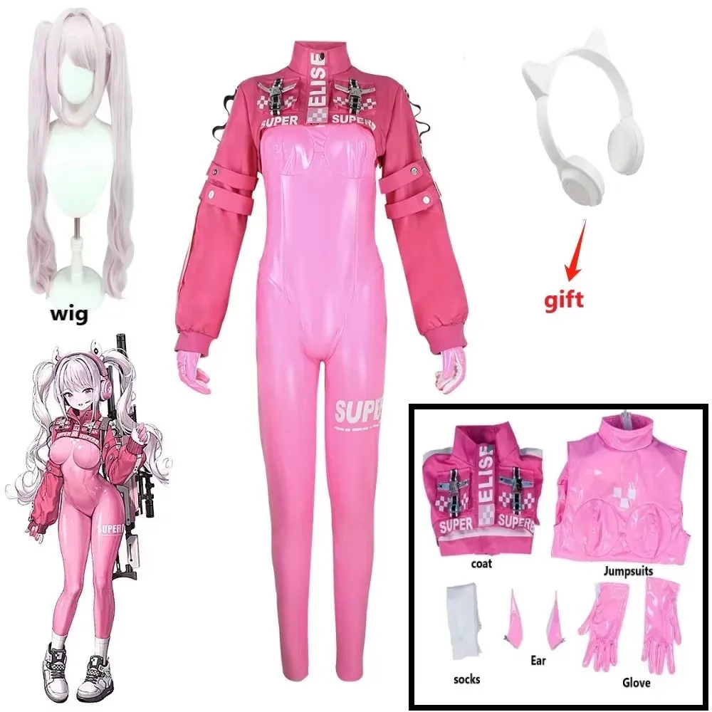 

Anime Alice Cosplay Nikke Cosplay Costume Irelia H Store Victory Pink Sexy Jumpsuit Wig Jacket Halloween party Costume for Women