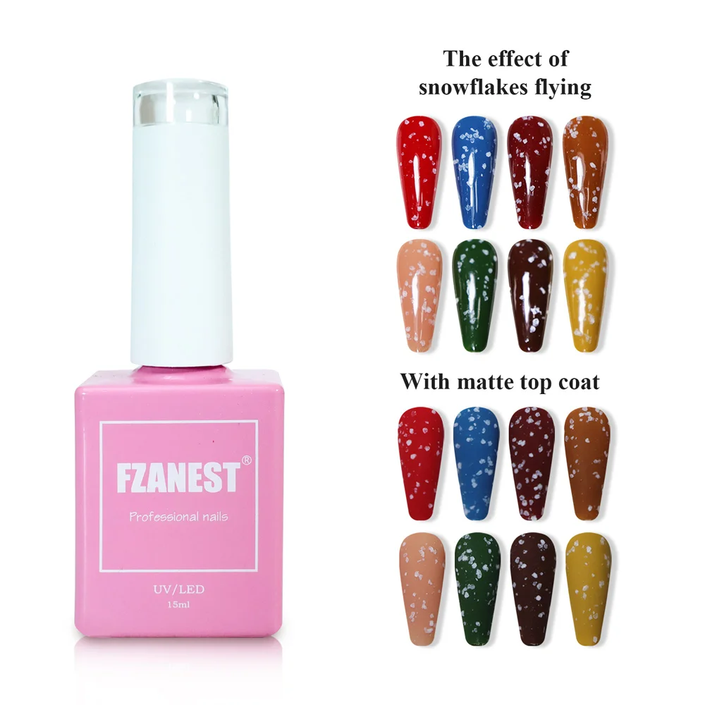 FZANEST Snow Flake Top Coat Nails Base con finitura a fiocco di neve e Top Coat Gel Nail Art accessori forniture per unghie per natale