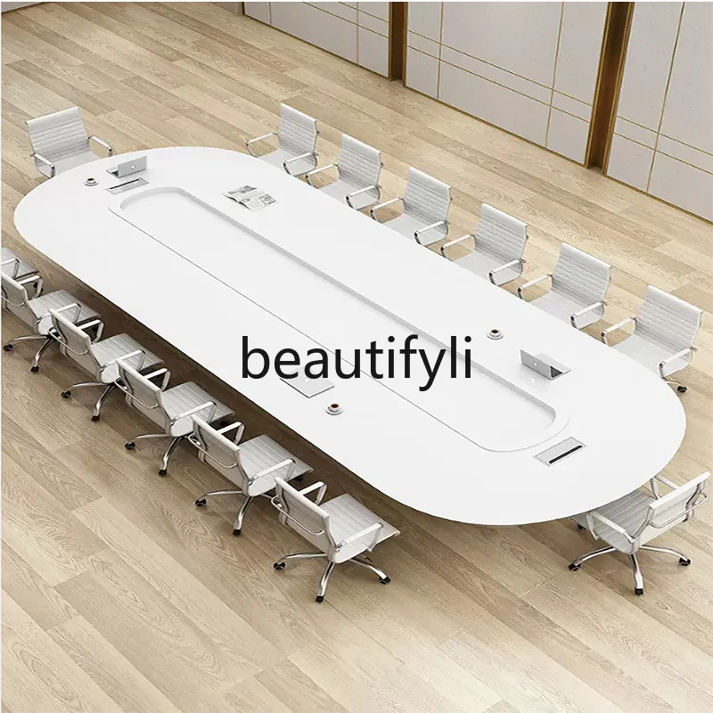 Tavolo lungo per riunioni di pittura, semplice, moderno, grande e piccolo, combinazione di tavolo da negoziazione rettangolare per reception e sedia