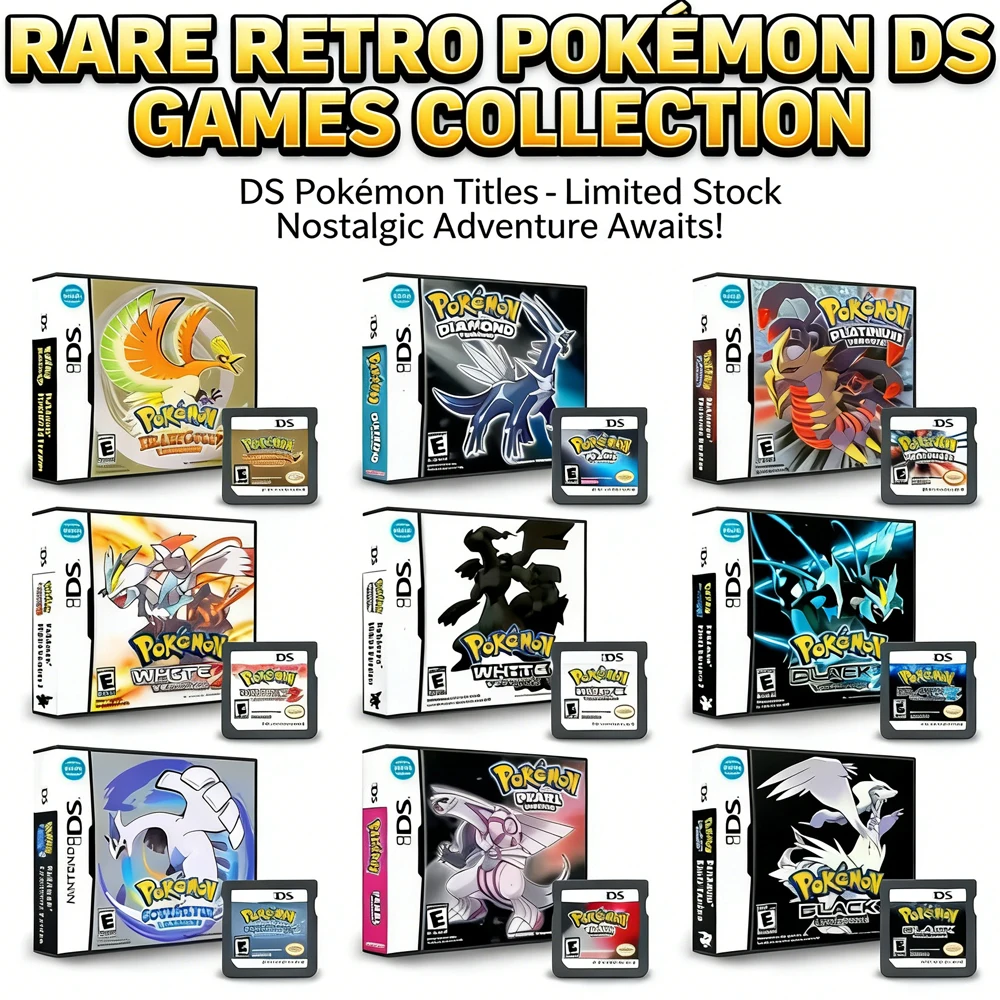 Pokemon NDS Game Card 3DS 2DS DS Card SoulSilver HeartGold Platinum Game Card Pokemon Game Card BLACK Collecting Hobbies Gifts