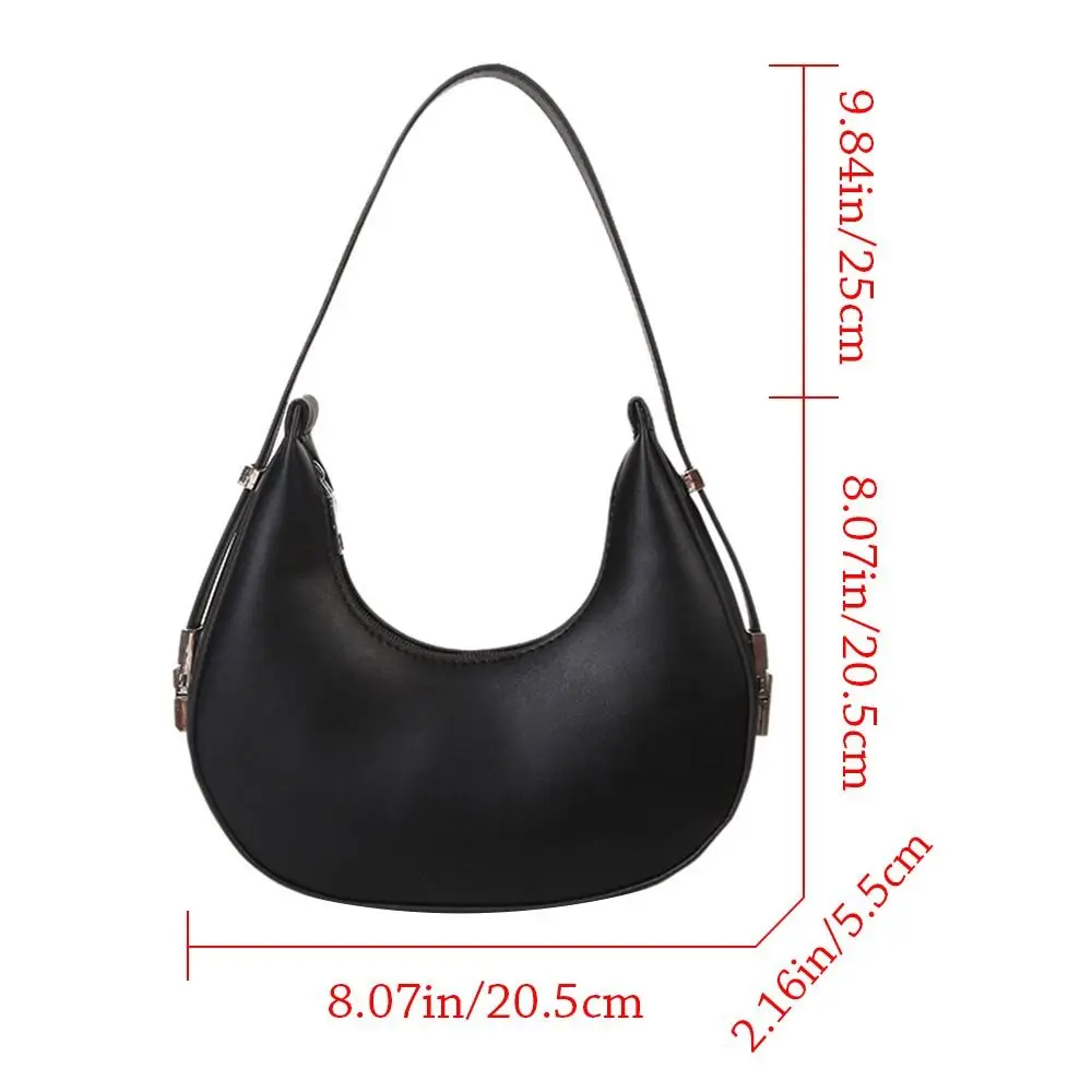 Women Female PU Leather Half Moon Tote Bags Clutch Handbags Hobos Bags Underarm Bag