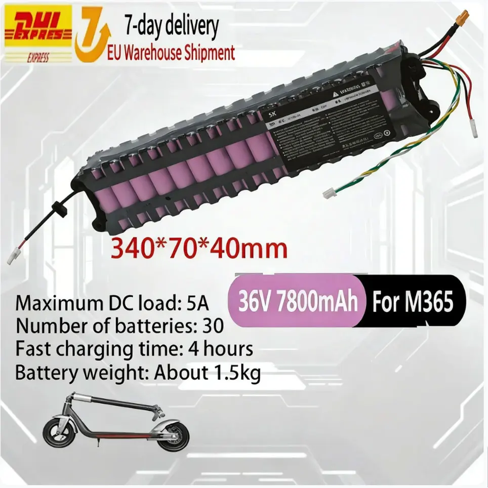 2026 Neuer 36V 7,8Ah Akku für Xiaomi M365/Pro/1S Spezieller Akkupack 36V Batterie mit 30km Reichweite BMS+Ladegerät Scooter-Zubehör