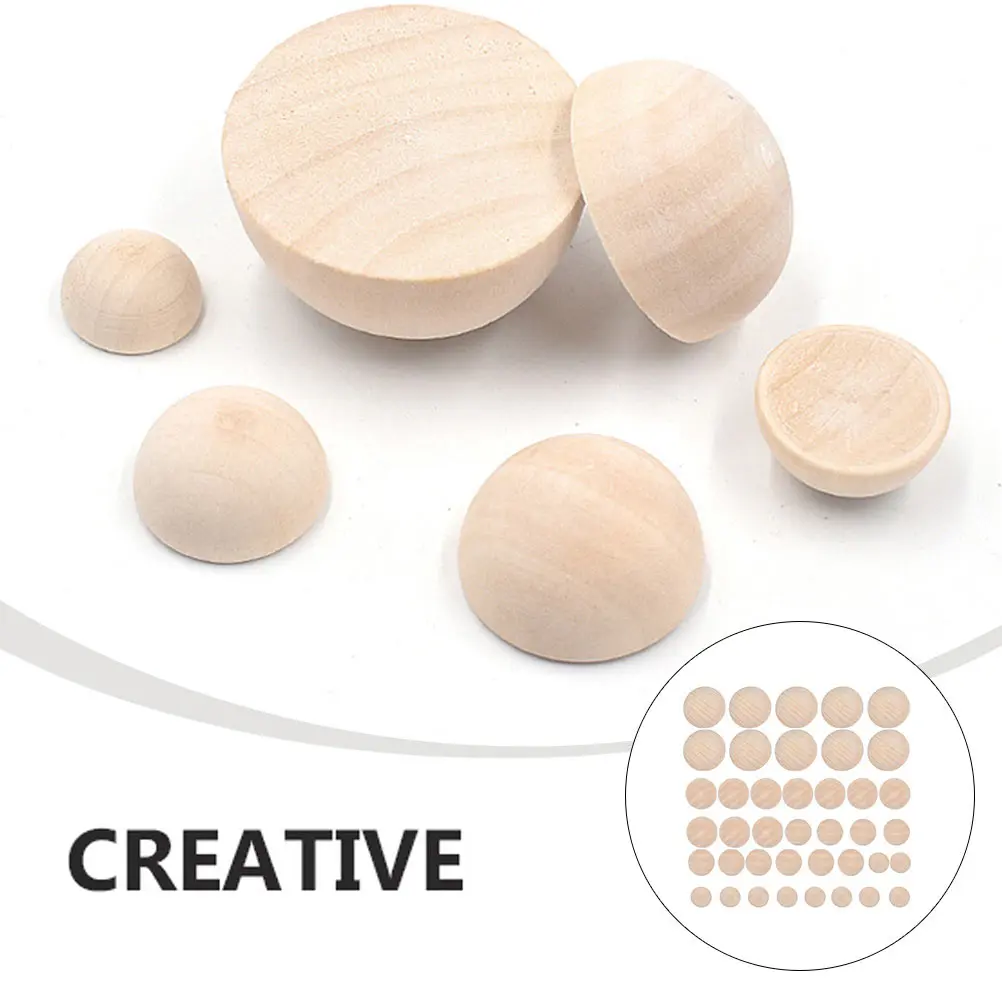 

60pcs Bead Set Natural Unfinished Split Wooden Balls Balls DIY Projects Craft Supplies Craft Supplies Smooth Safe