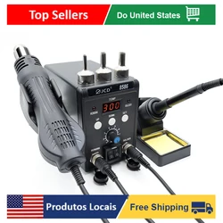JCD 2-in-1 Soldering Station 8586 with Digital Display SMD Rework Hot Air Gun And Solder Iron ESD Safe 110V Welding Desoldering Repair Tool Set