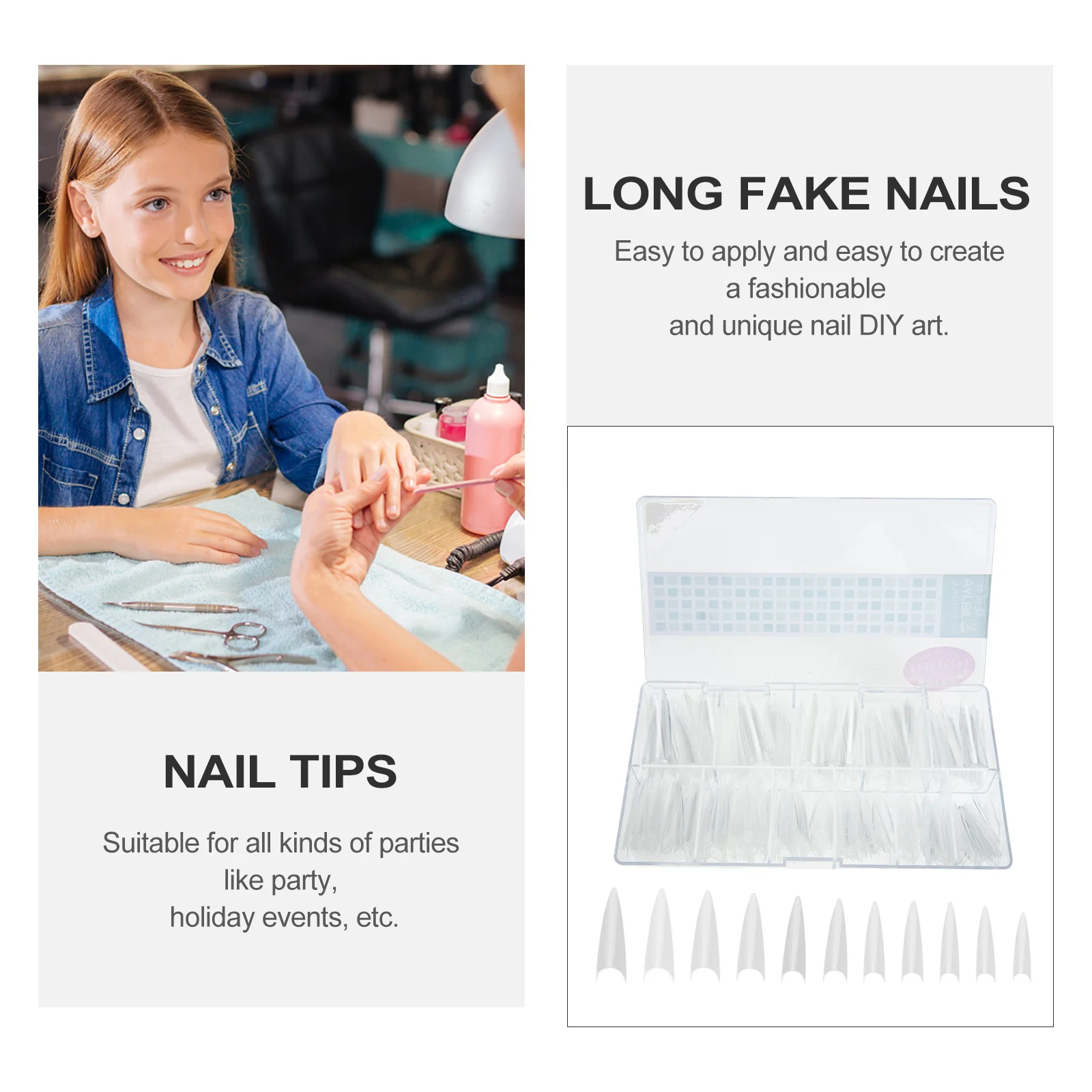 

500Pcs Clear Fake Nails Full Cover False Nails Tips Ultra Thin Strong Durable ABS Material Nail Art Supplies Nail Tips