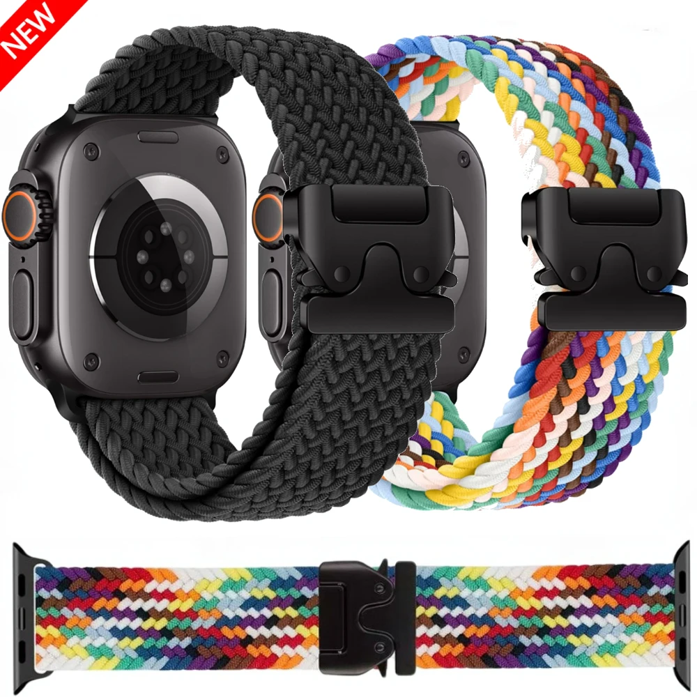 

Nylon Loop Strap for Apple Watch Ultra 2 Band 49mm 10 46mm 42mm 9 8 7 45mm 41mm Breathable Belt iWatch Series 6 5 4 SE 44mm 40mm