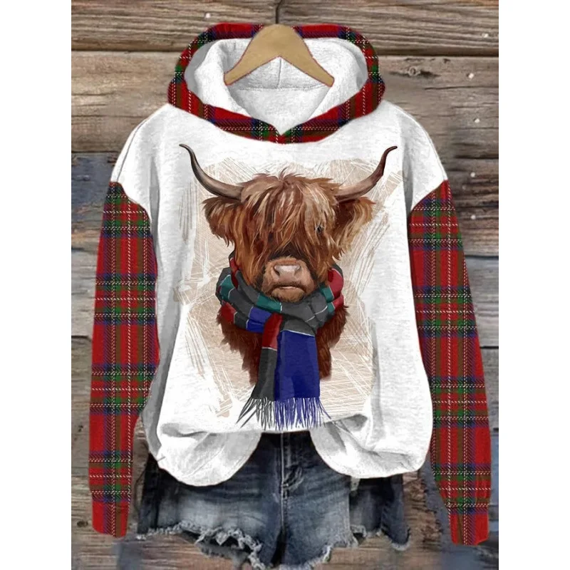 Cute Highland Cow 3D Print Hoodies Women Men Animal Hooded Sweatshirts Streetwear Pullovers Tracksuits Female Unisex Clothing