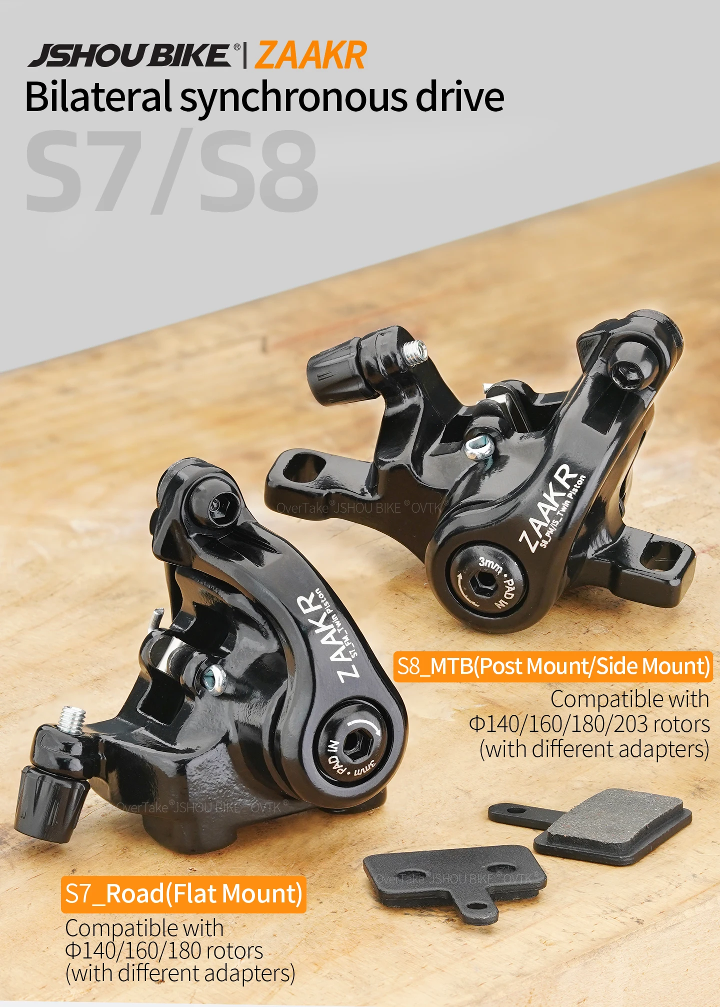 ZAAKR S7/S8 MTB/Rennrad Scheibenbremse Mechanische Drahtzug-Scheibenbremse Aluminiumlegierung 140/160mm Rotor von NUTT Fahrradzubehör – Detail 1