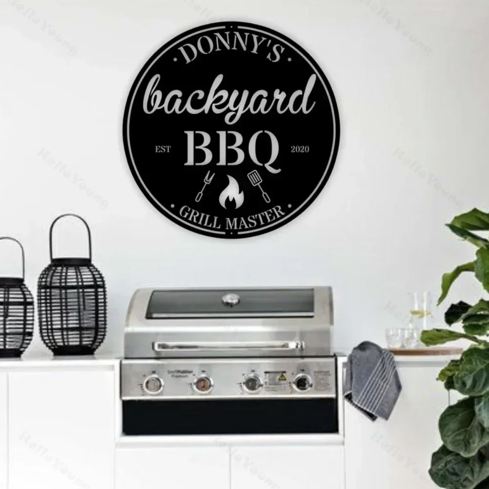 Personalized Backyard Custom Outdoor Kitchen Sign Metal Wall Decor BBQ Grill Gifts for Dad gothic home decor