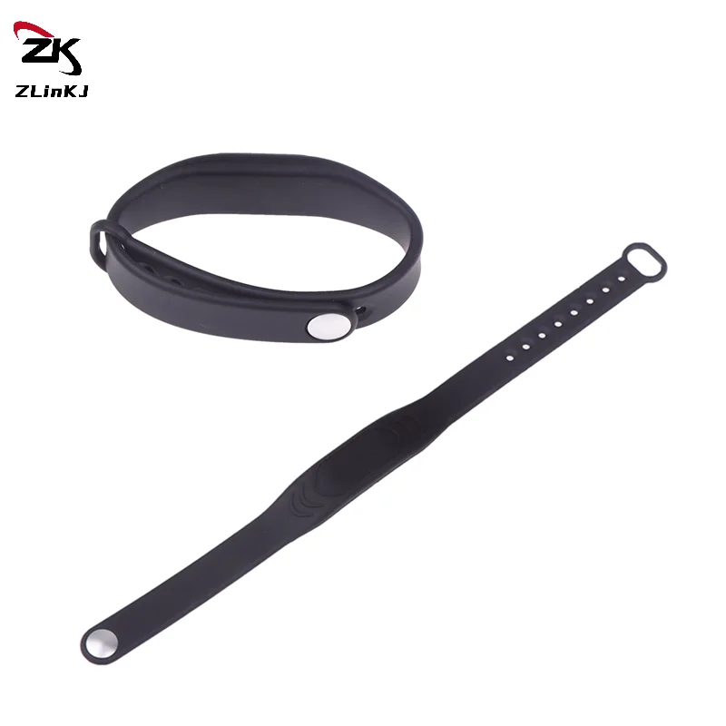 

(ZYDD01) Adjustable Pure Black Silicone RFID Wristband 125KHz/13.56MHz 14443A IC Chip Waterproof Wristband Bracelet