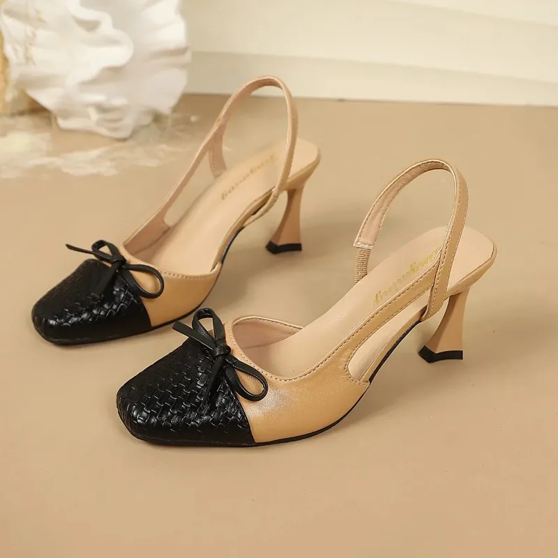 2026 Bowknot Pointed Toe French Style Evening Pumps Sexy Sandals