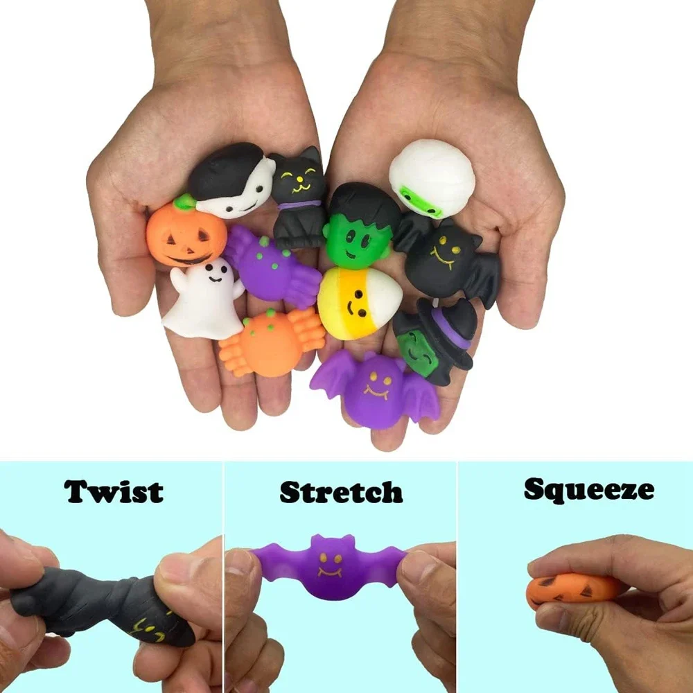 Juguete de Halloween para niños, niñas y niños, gatos fantasmas, calabaza, Mochi, juguetes blandos, alivia el estrés, ansiedad, Squishies, recuerdos de fiesta, 12/36 Uds.