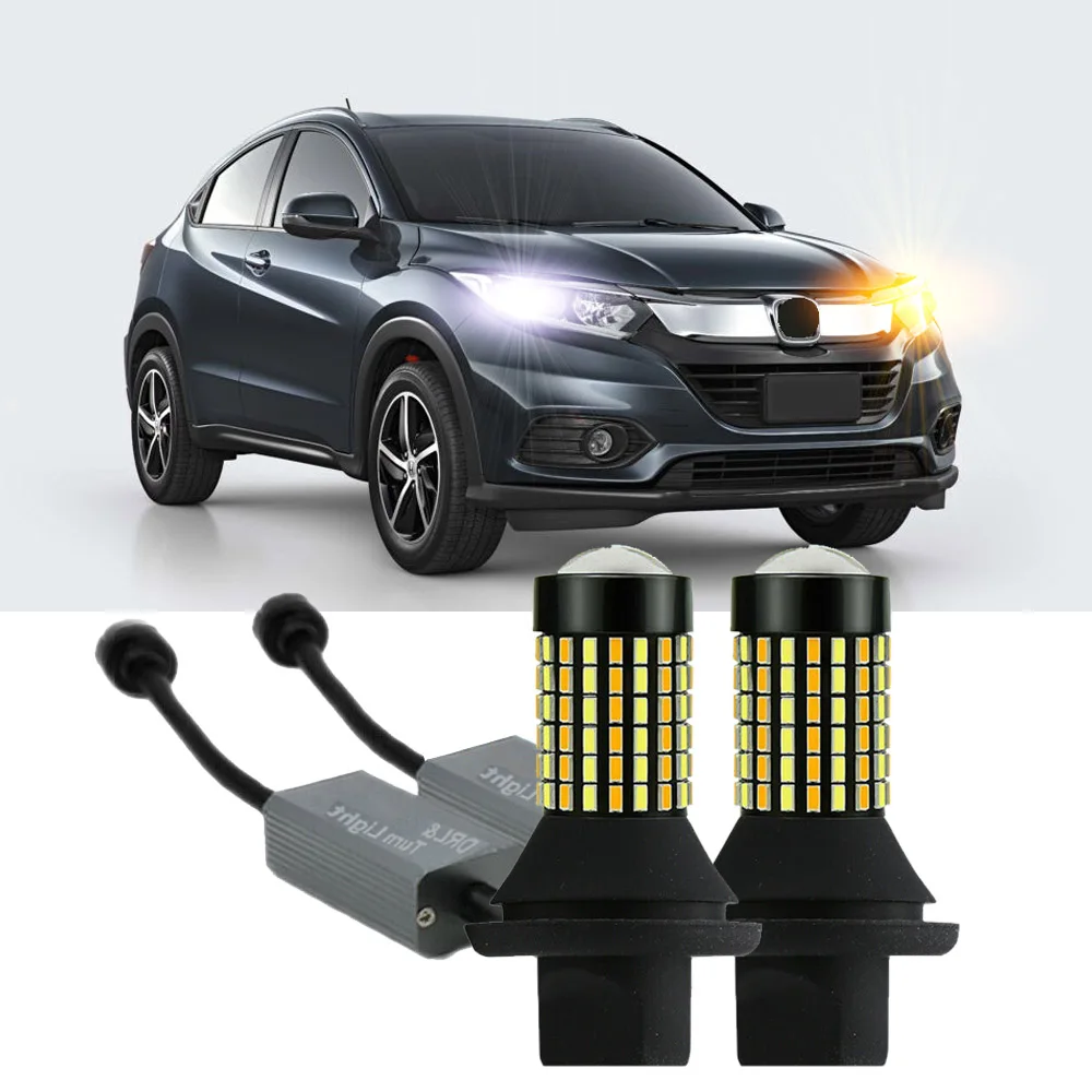 

2Pc LED Bulb For Honda HR-V HRV 2019 2020 2021 2022 Switchback Yellow Front Turn Signal + White Drl Daytime Running Lght