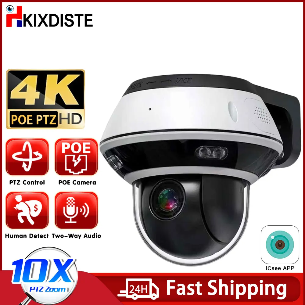 

4K 8MP Dome POE PTZ IP Camera 10X Optical Zoom Vandalproof Outdoor Audio P2P CCTV Security Surveillance Cameras XMeye Pro App