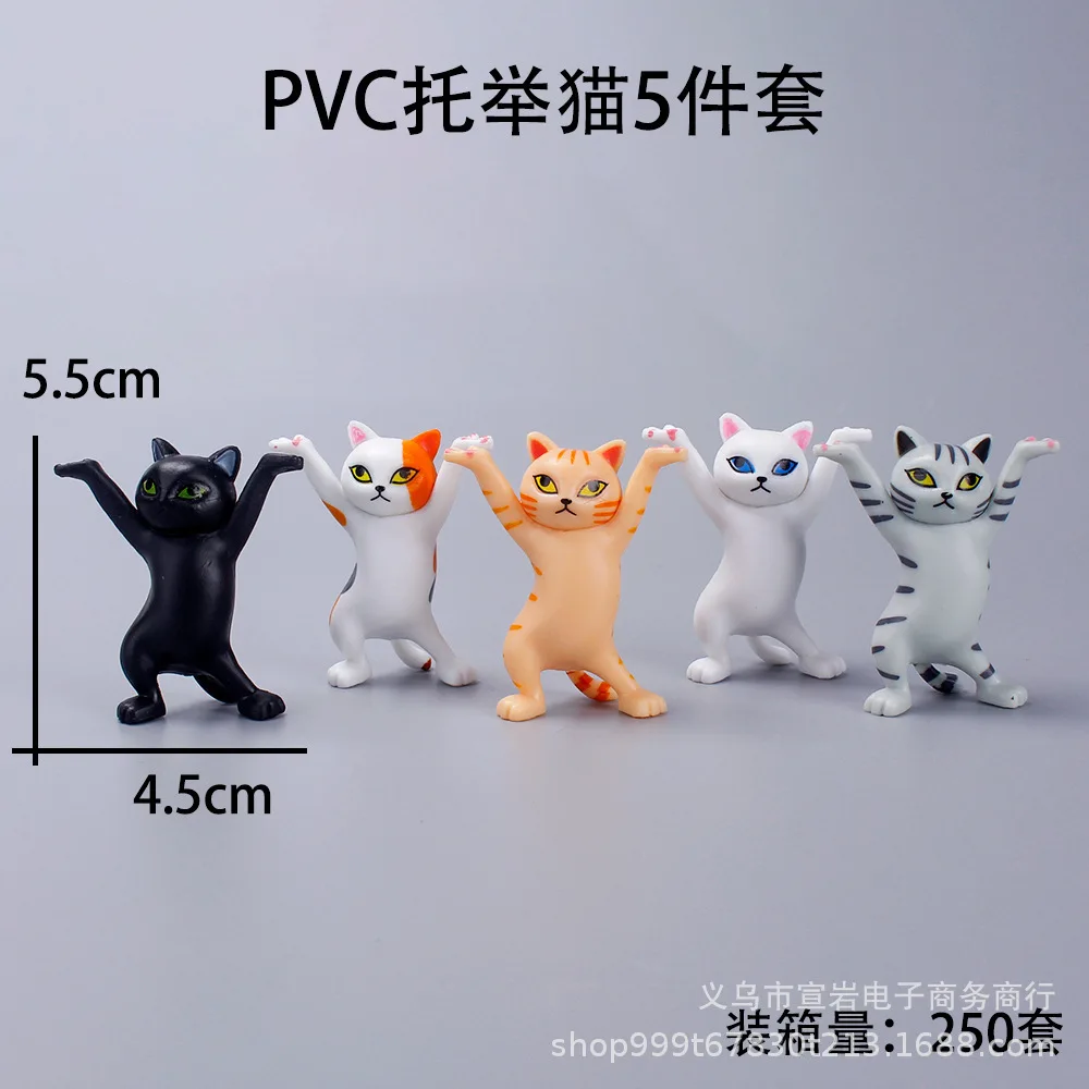 5 pçs/set anime gato q versão kawaii postura de pé figura ação pvc modelo brinquedos boneca decoração mesa bolo ornamento presente colecionável