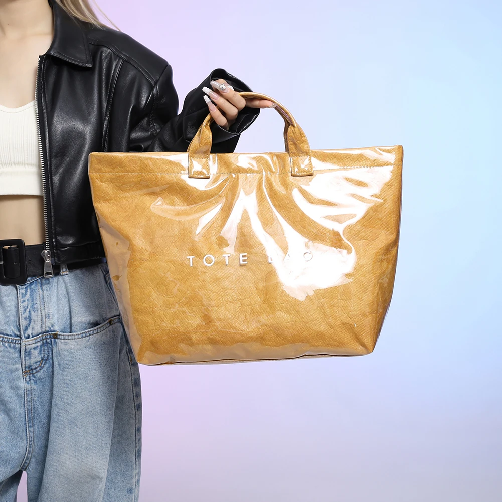 

PVC Handbag Large Capacity Travel Shopping Bag Letter Prints Transparent Jelly Bags Y2K Top Handle Bag for Women Work Shopping