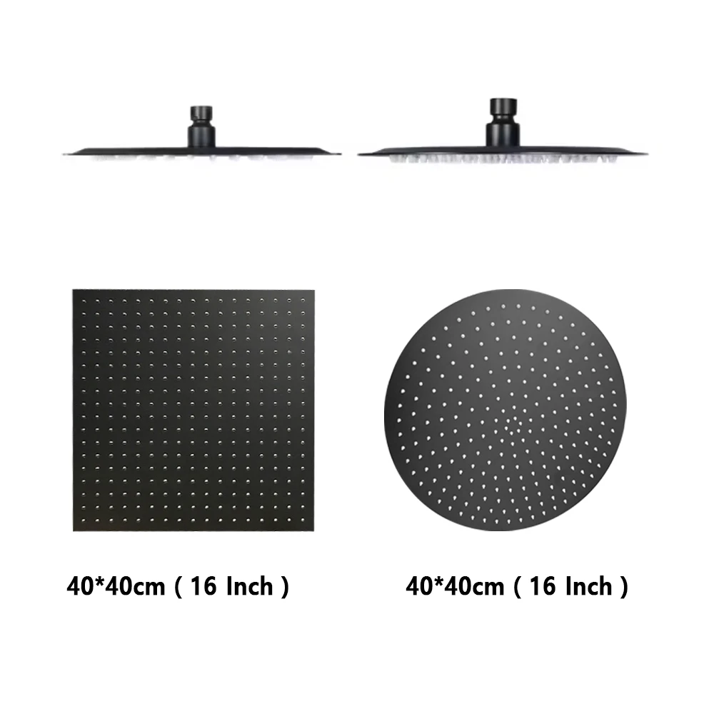 Square Round 16/20/24 Inch Bathroom Shower Head Ultra-thin High Pressure Showerhead Bathtub Spa Rainfall Rain Shower Accessories