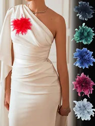 Super Fairy gentle atmosphere feeling large feather Brooch Fabric Flower Corsage delicate fashion pin ladies accessories