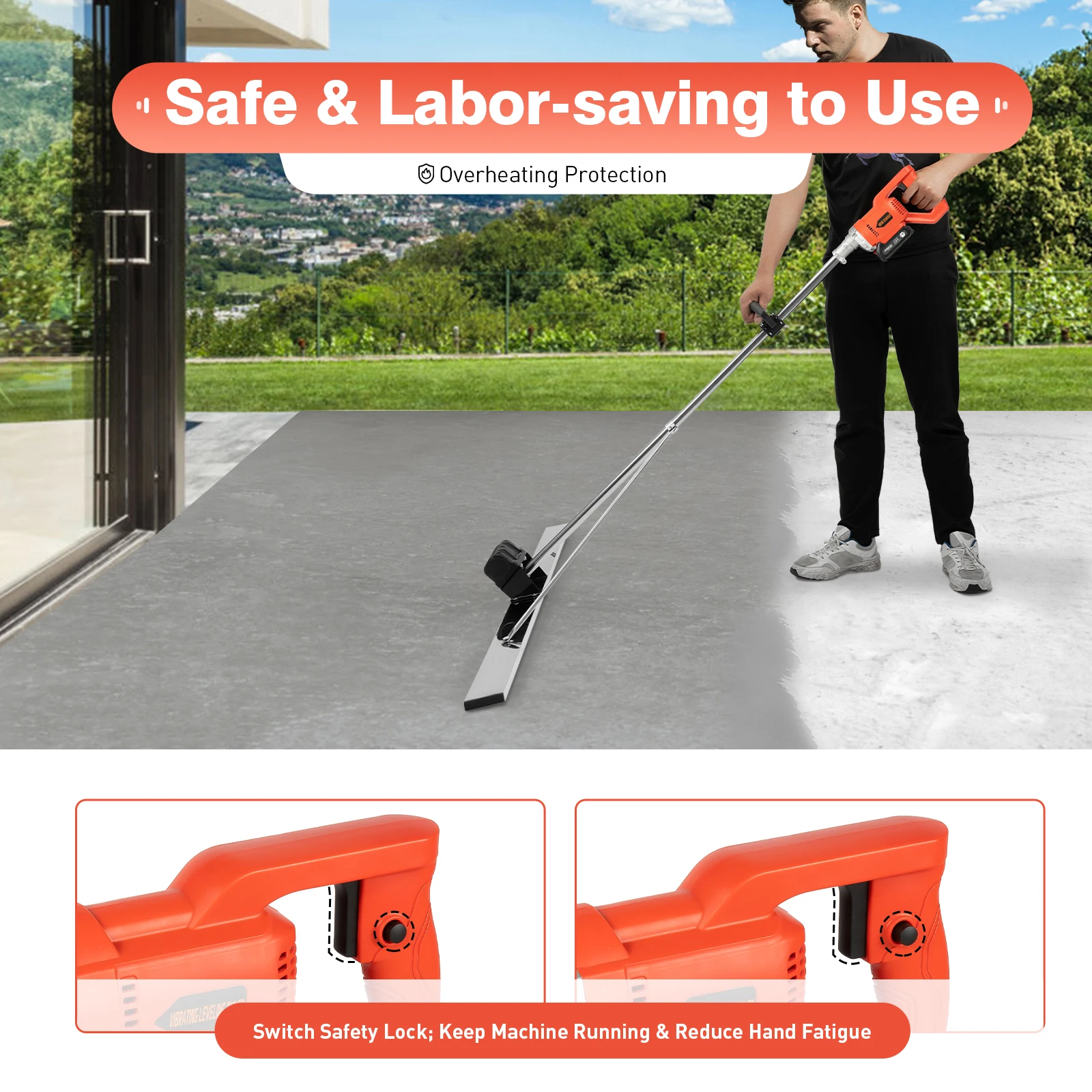 Cordless Cement Vibrating Machine Concrete Trowel Screed&Blade Concrete Vibrator