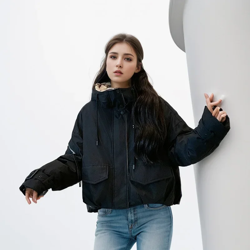 

Women New Winter Short Cotton Jacket Female Solid Color Warm Thicken Parkas Slim Short Hooded Warm Coat Lady Outerwear 2025