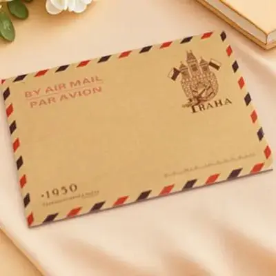 

10Pcs Brown Kraft Paper Envelopes Retro Letter Pattern Multipurpose Storage Envelopes for Coins Bills Postcards and