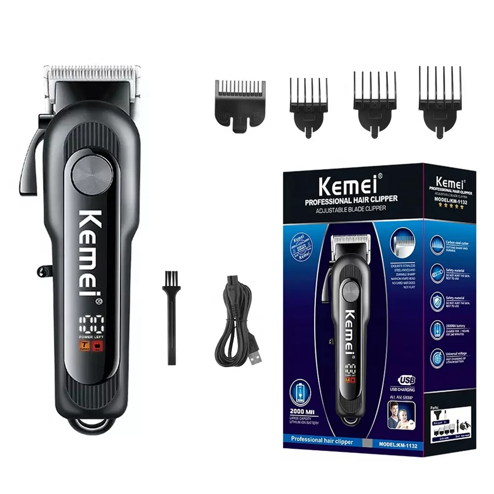 Kemei 1132 Original electric professional hair clipper for men rechargeable beard hair trimmer powerful haircut machine lithium