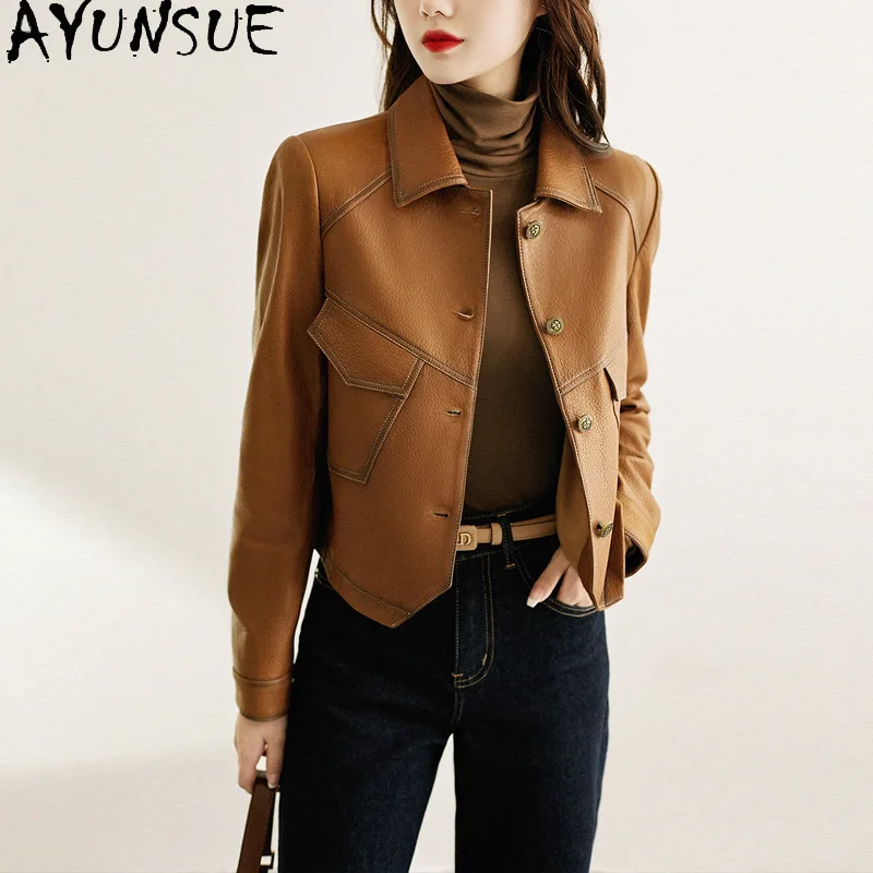 AYUNSUE veste en cuir véritable pour femme 2025 manteaux en peau de mouton pour femmes vestes de moto printemps automne vêtements nouveau dans les vêtements d'extérieur