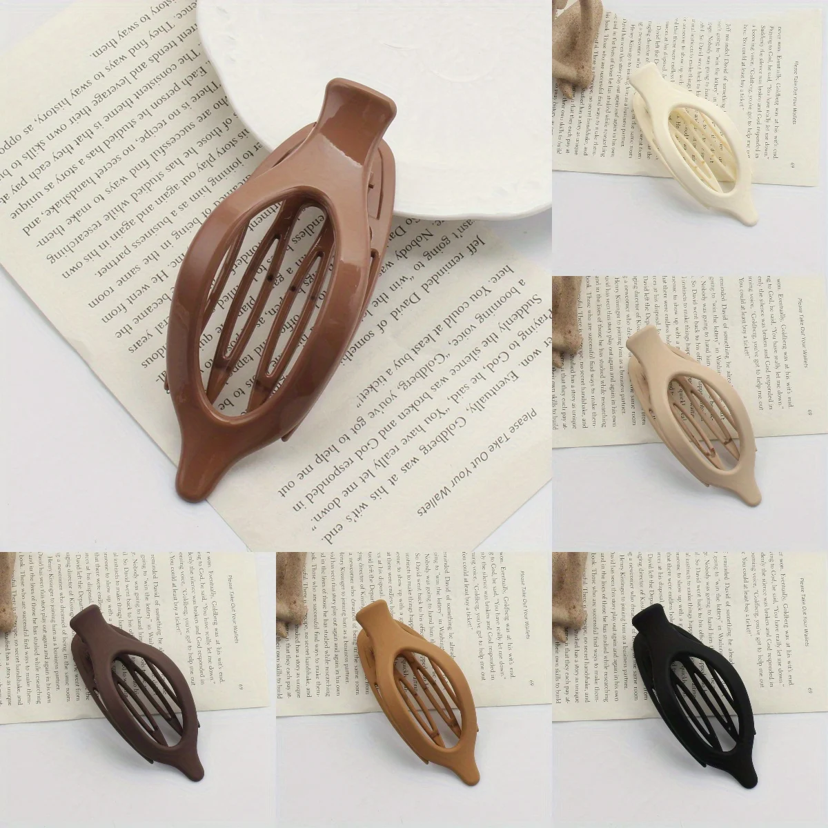 

Geometric Cut-out Hair Clip, Oval Duckbill Clip Headdress, Matte Finish, Retro Elegant Fringe Clip Side Clip.