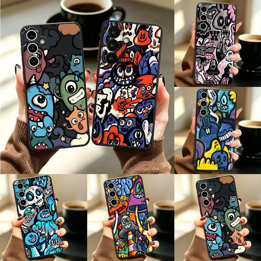 Phone Cover Case for Samsung Galaxy A57 A14 A23 A72 A53 A16 A15 A33 A37 A17 A52 A56 A54 A35 A34 A36 Retro Monster Graffiti